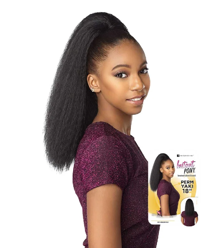 clip-in ponytail extensions, premium ponytail extensions, high-quality clip-in ponytails, 100% human hair ponytails---Sensationnel Instant Pony - Perm Yaki 18" clip-in ponytail extensions, premium ponytail extensions, high-quality clip-in ponytails, 100% human hair ponytails---Sensationnel Instant Pony - Perm Yaki 18"