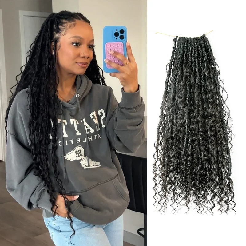 Crochet Braids for Beautiful Curls-Pre-looped Crochet Boho Locs with Human Hair Curls Crochet Braids for Beautiful Curls-Pre-looped Crochet Boho Locs with Human Hair Curls