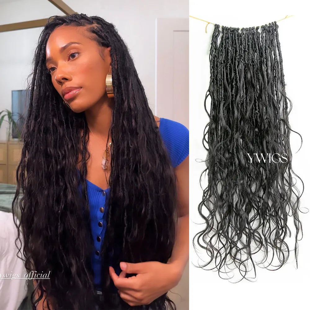 Crochet Braids with Natural Texture-Pre-looped Crochet Boho Locs with Body Wave Virgin Human Hair Curls Crochet Braids with Natural Texture-Pre-looped Crochet Boho Locs with Body Wave Virgin Human Hair Curls