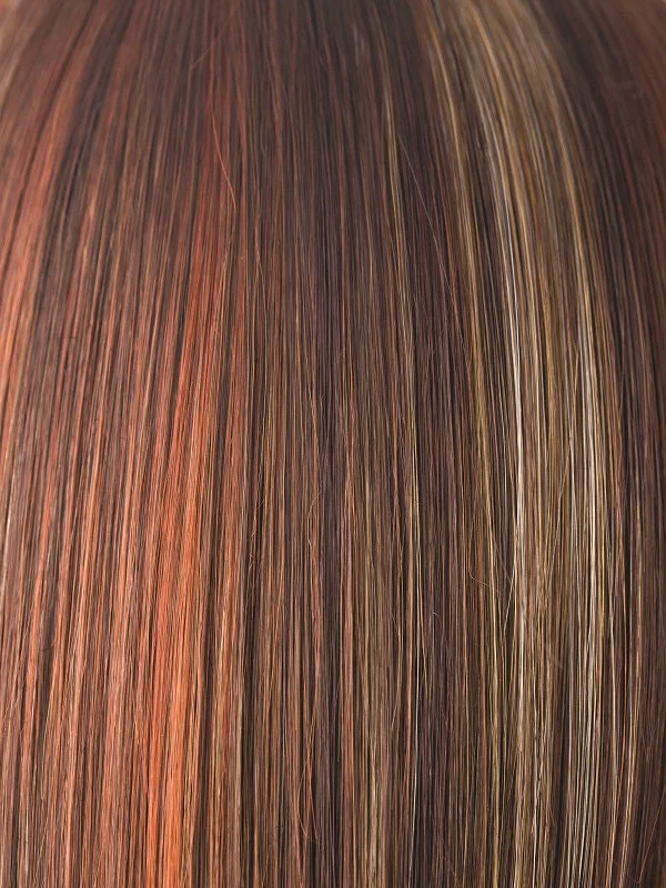 RAZBERRY ICE R | Rooted Dark Auburn with Medium Auburn Base with Copper and Strawberry Blonde Highlights
