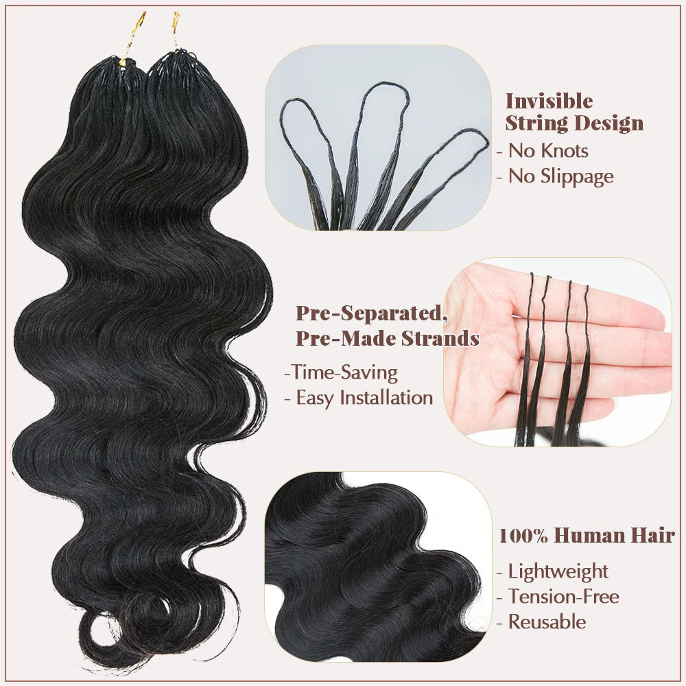 Crochet Braids with Pre-Looped Hair-Knotless Pre-Separated Crochet Hair Extensions Human Hair Body Wave (2 Bundles Per Pack) Crochet Braids with Pre-Looped Hair-Knotless Pre-Separated Crochet Hair Extensions Human Hair Body Wave (2 Bundles Per Pack)