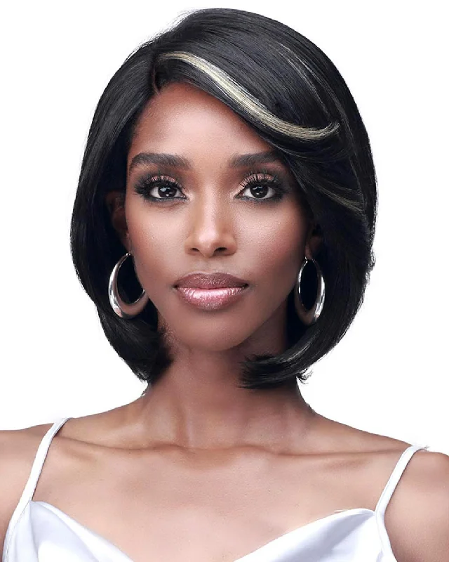 Glueless Human Hair Wigs for Natural Textured Look-Blake | Lace Front Synthetic Wig by Bobbi Boss Glueless Human Hair Wigs for Natural Textured Look-Blake | Lace Front Synthetic Wig by Bobbi Boss