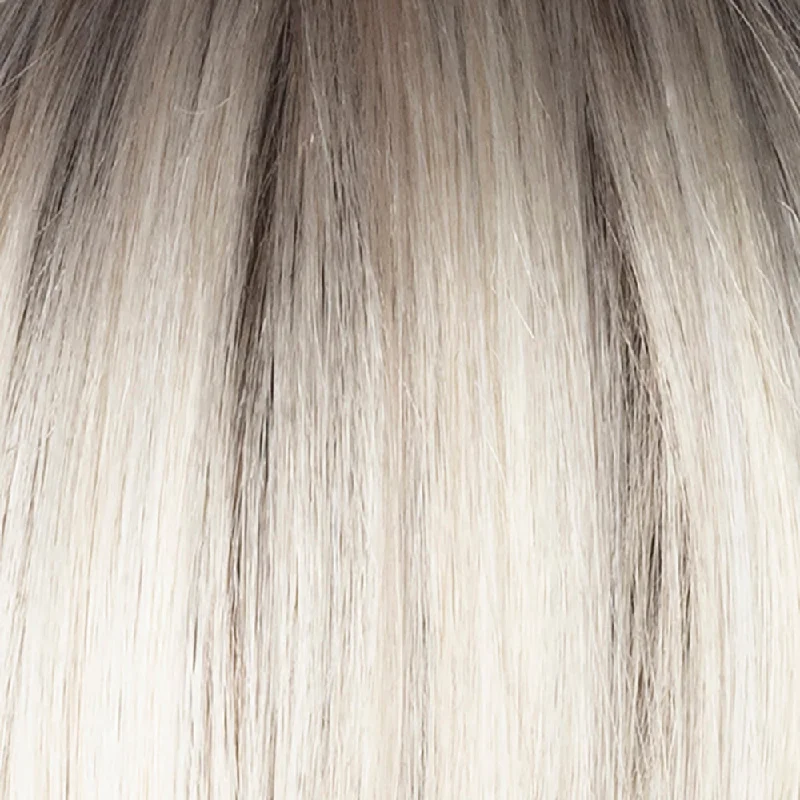 Milky Opal R | Rooted blonde with a mid-warm brown root which transcends beautifully into the expertly woven cream and white blonds with a deeper tone running throughout the bottom and has a subtle opal hue