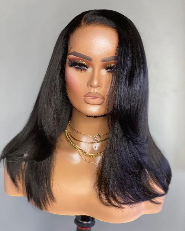 Premium No Lace Wigs Collection---Layered Silky Straight 5X5 Lace Closure Wig