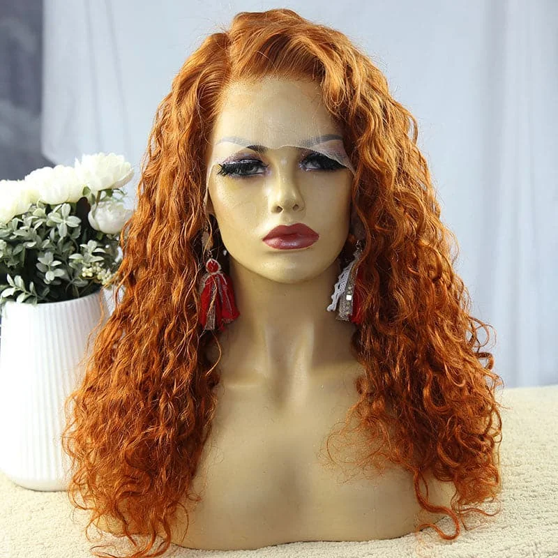 Premium No Lace Wigs Collection--Dominique Ginger Deep Curly Human Hair 13x6 Lace Front Wig Premium No Lace Wigs Collection--Dominique Ginger Deep Curly Human Hair 13x6 Lace Front Wig