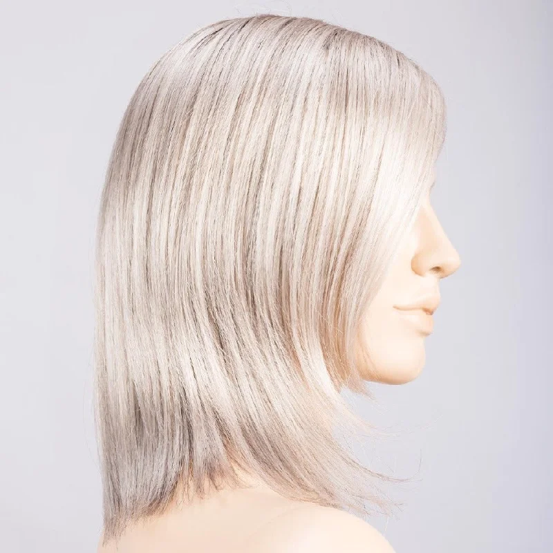 Pearl Rooted 101.48.60 | Pearl Platinum and Pearl White blend with Lightest Brown lowlights and 75% Grey throughout with Medium Brown Roots
