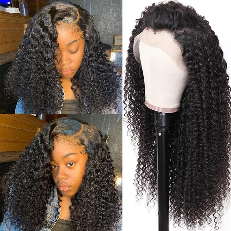 Klaiyi 9A Fake Scalp Curly Wigs , 13x4 Invisible Glueless Permade Curly Lace Front Wig 150% Densitytop-rated no lace wigs, best wigs, high-quality no lace wigs, top-rated glueless wigs