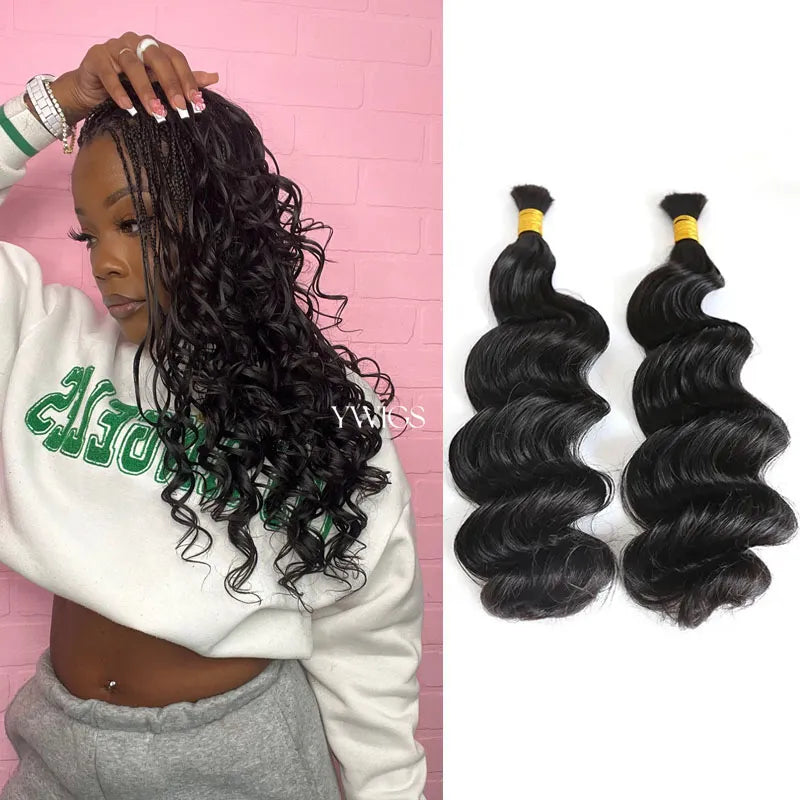 Premium Bulk Human Braiding Hair--Double Drawn Burmese Loose Wave Human Braiding Hair crochet braids, crochet locs, premium crochet braids, high-quality locs Premium Bulk Human Braiding Hair--Double Drawn Burmese Loose Wave Human Braiding Hair crochet braids, crochet locs, premium crochet braids, high-quality locs