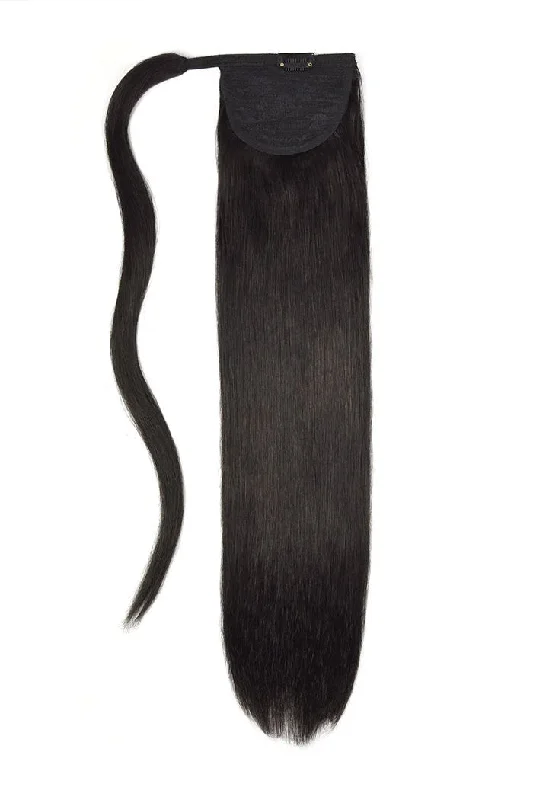 clip-in ponytail extensions, premium ponytail extensions, high-quality clip-in ponytails, 100% human hair ponytails---Natural Black (#1B) Straight Up Wrap Around Ponytail clip-in ponytail extensions, premium ponytail extensions, high-quality clip-in ponytails, 100% human hair ponytails---Natural Black (#1B) Straight Up Wrap Around Ponytail