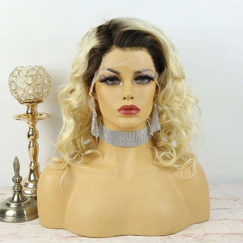 Premium No Lace Wigs Collection--Beyonce #T3/613 Blonde Wavy Bob 13 x 6 Lace Front Wig Premium No Lace Wigs Collection--Beyonce #T3/613 Blonde Wavy Bob 13 x 6 Lace Front Wig