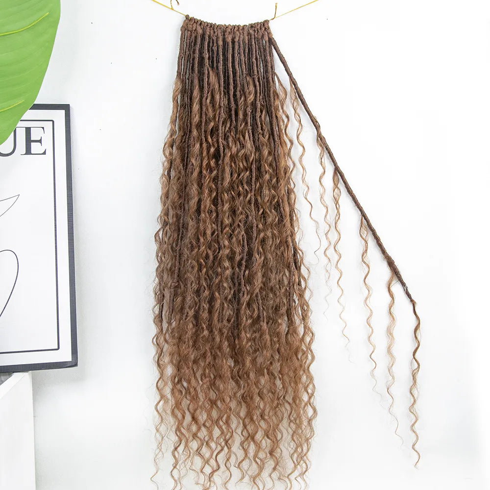 Crochet Braids for Long-Lasting Style-Pre-looped Light Auburn Crochet Boho Locs with Human Hair Curls Crochet Braids for Long-Lasting Style-Pre-looped Light Auburn Crochet Boho Locs with Human Hair Curls