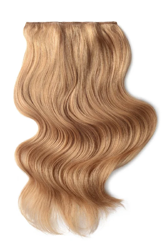 Human Hair Weft Bundles for Sew-In Installations---Double Wefted Full Head Remy Clip in Human Hair Extensions - Strawberry/Ginger Blonde (#27)