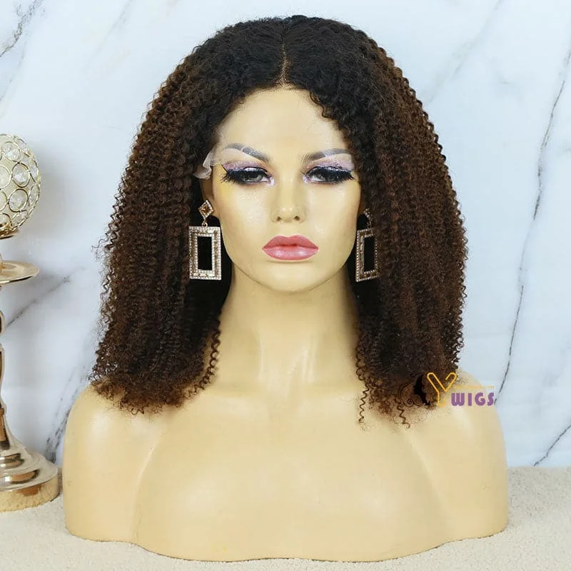 Premium No Lace Wigs Collection--Alyssa Ombre Color 1B/30 Afro Kinky Curly 13x6 Lace Front Wig Premium No Lace Wigs Collection--Alyssa Ombre Color 1B/30 Afro Kinky Curly 13x6 Lace Front Wig