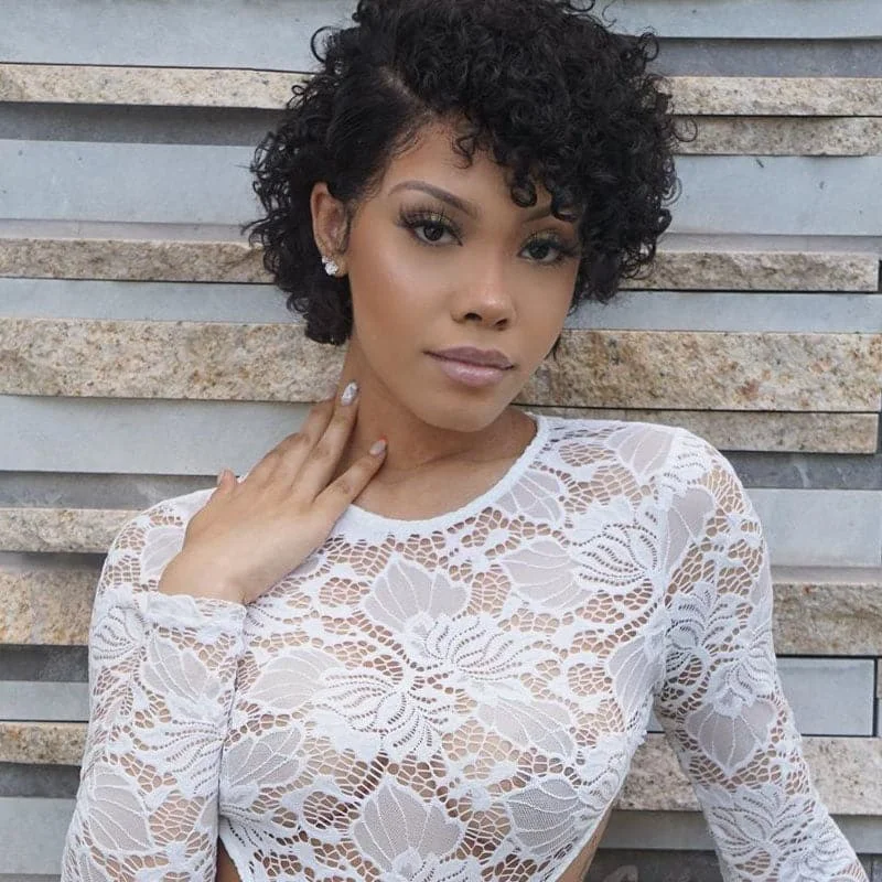 Premium No Lace Wigs Collection--Water Wave Short Pixie Cut 13x6 Lace Front Wig BOB65 Premium No Lace Wigs Collection--Water Wave Short Pixie Cut 13x6 Lace Front Wig BOB65