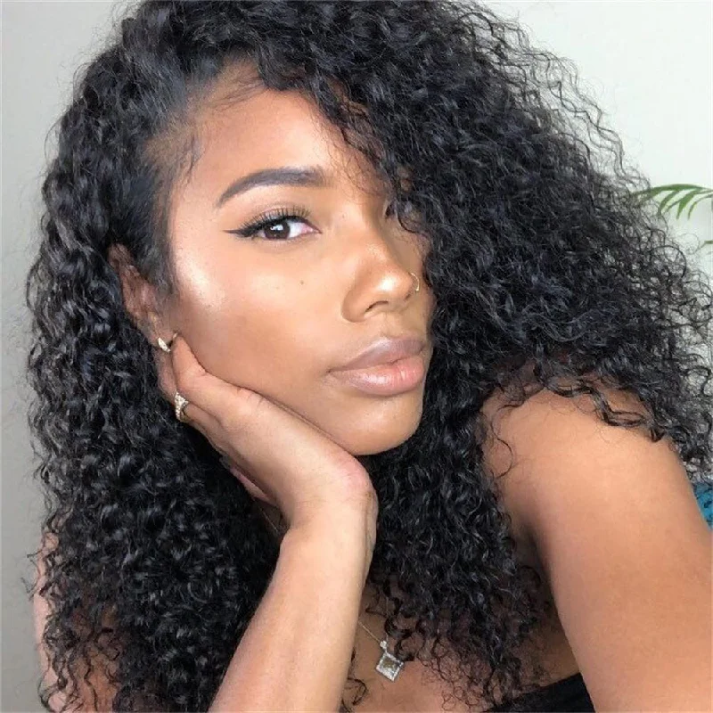 Premium No Lace Wigs Collection--Deep Curly 13x6 Lace Front Wigs AFB50