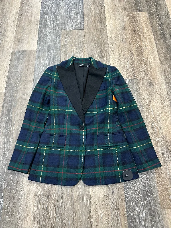 Blazer By Lauren By Ralph Lauren In Plaid Pattern, Size: 0