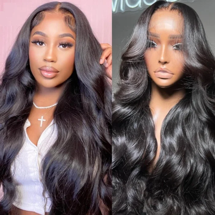 Klaiyi 13x6 HD Invisible Lace Glueless Wigs Body Wave Human Hair Wigs Natural Hairline 180% Densitytop-rated no lace wigs, best wigs, high-quality no lace wigs, top-rated glueless wigs