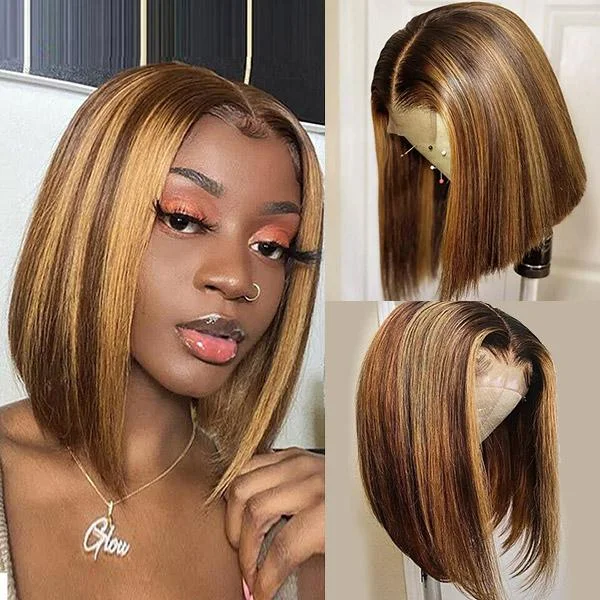Wear & Go Glueless Wigs for Bold and Elegant Styles-Natural-Looking No Lace Wigs--BOGO Sunber Highlight Short Bob Lace Part Human Hair Wigs Wear & Go Glueless Wigs for Bold and Elegant Styles-Natural-Looking No Lace Wigs--BOGO Sunber Highlight Short Bob Lace Part Human Hair Wigs