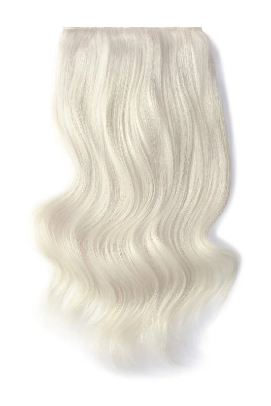 Human Hair Weft Bundles for Sew-In Installations---Double Wefted Full Head Remy Clip in Human Hair Extensions - Ice Blonde