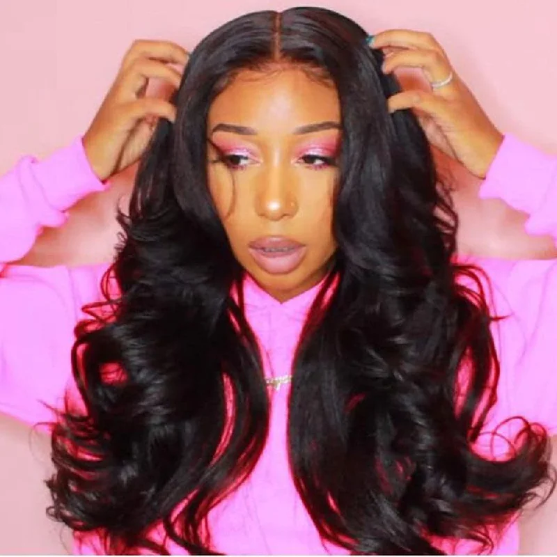 Premium No Lace Wigs Collection--Yaki Straight Human Hair 13x6 Lace Front Wig AFB68