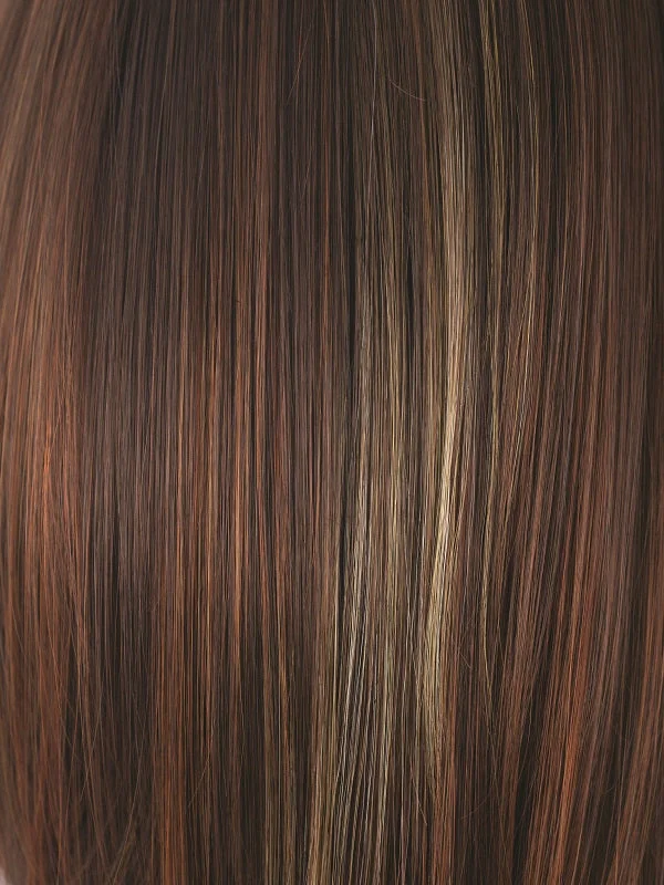 RAZBERRY ICE R | Rooted Dark Auburn with Medium Auburn Base with Copper and Strawberry Blonde Highlights
