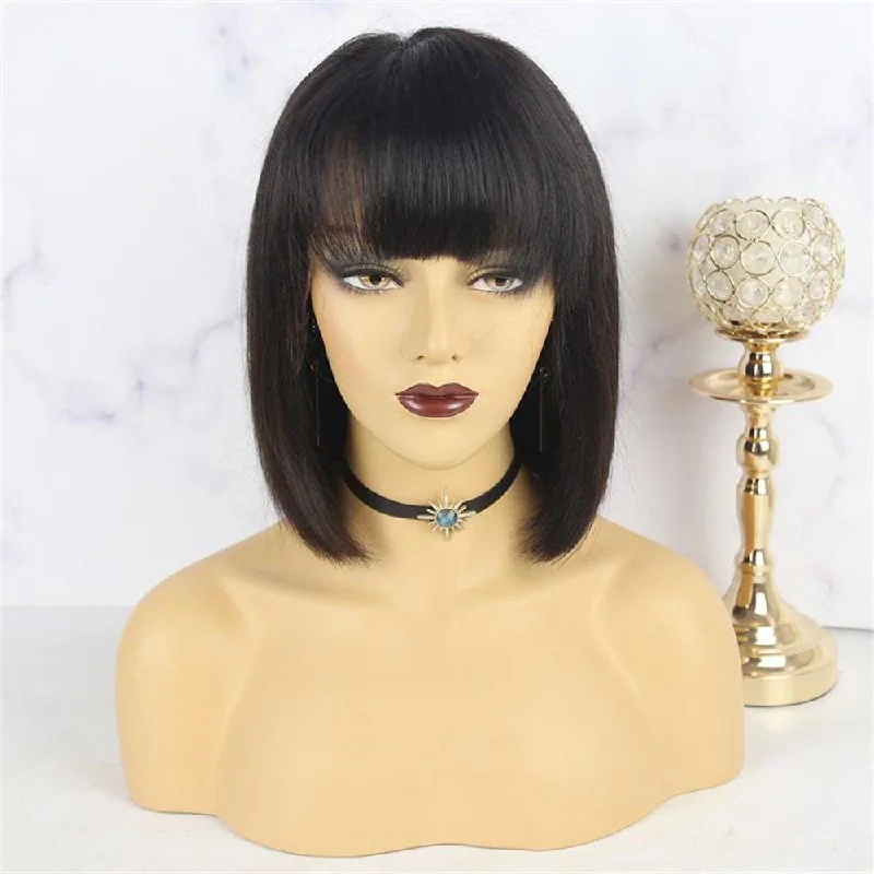 Premium No Lace Wigs Collection--Bob Wig with Bang 13 x 6 Lace Front Wigs BOB89