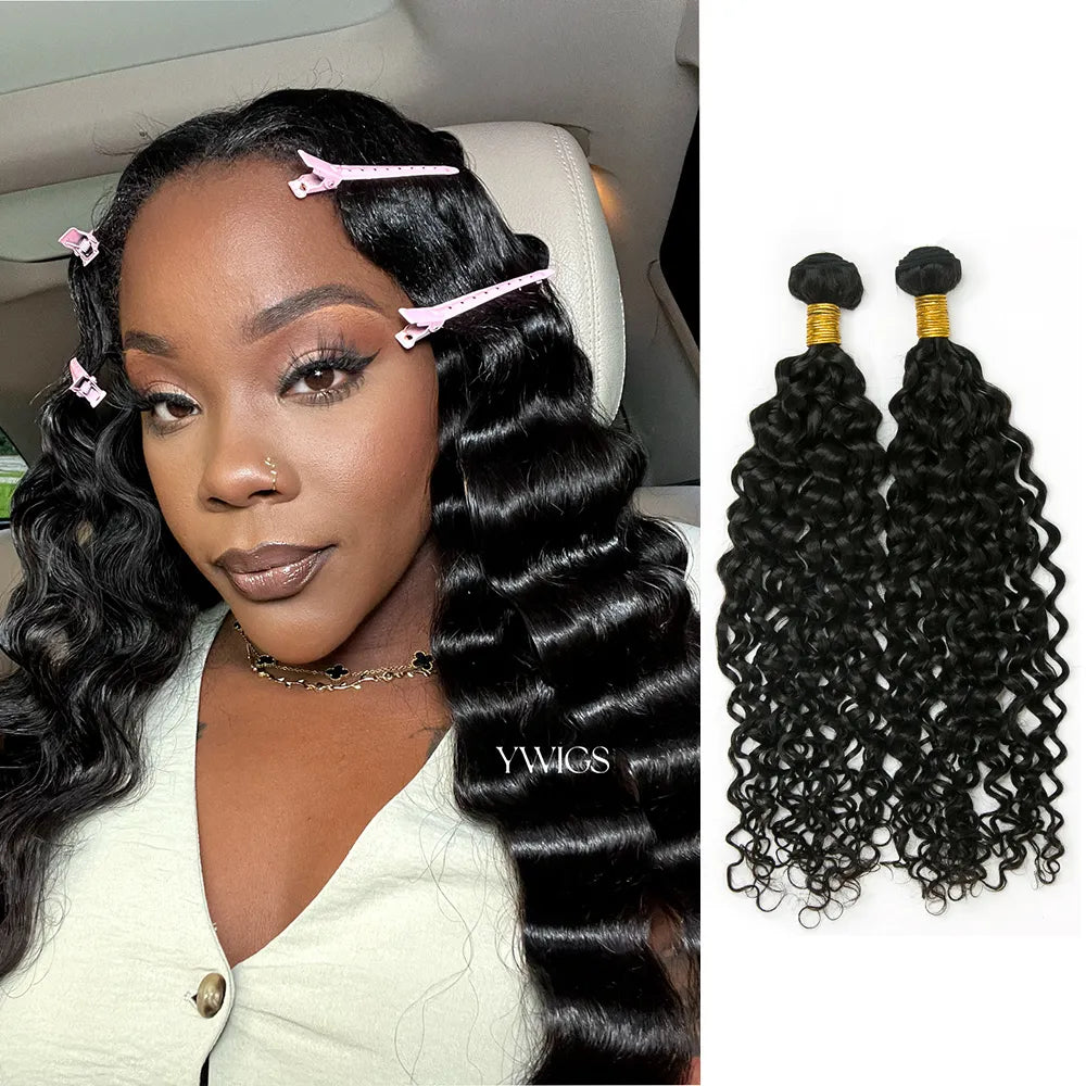 Human Hair Weft Bundles for Sew-In Installations---Water Wave Weft Bundles Human Hair