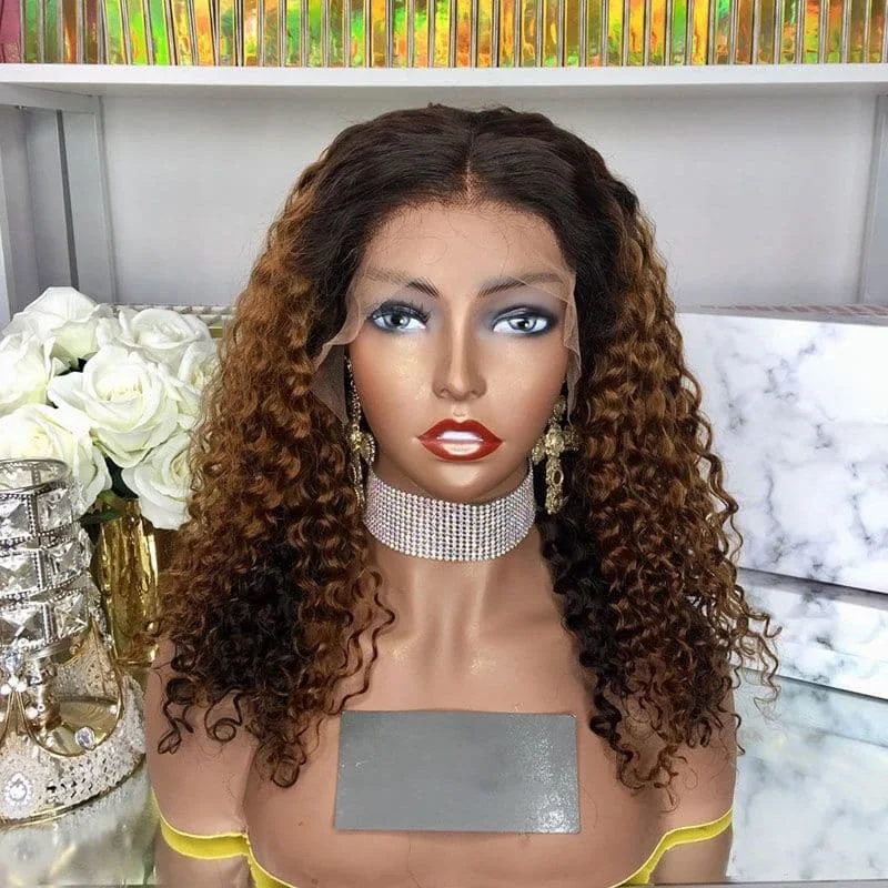 Premium No Lace Wigs Collection--Hazel highlights Deep Curly 13x6 Lace Front Wig YW15 Premium No Lace Wigs Collection--Hazel highlights Deep Curly 13x6 Lace Front Wig YW15