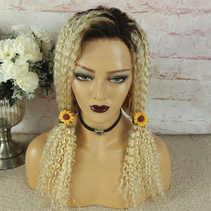 Premium No Lace Wigs Collection--#T2/613 Blonde Curly 13x6 Lace Front Wig AFS69