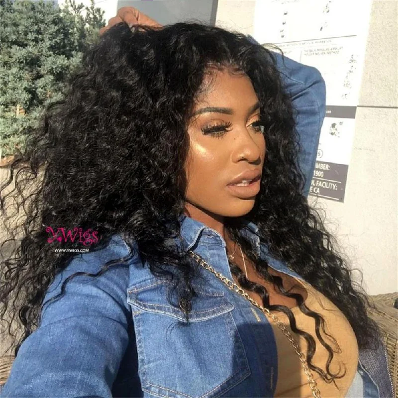 Premium No Lace Wigs Collection--Loose Curly Human Hair 13 x 6 Lace Front Wigs AFB67