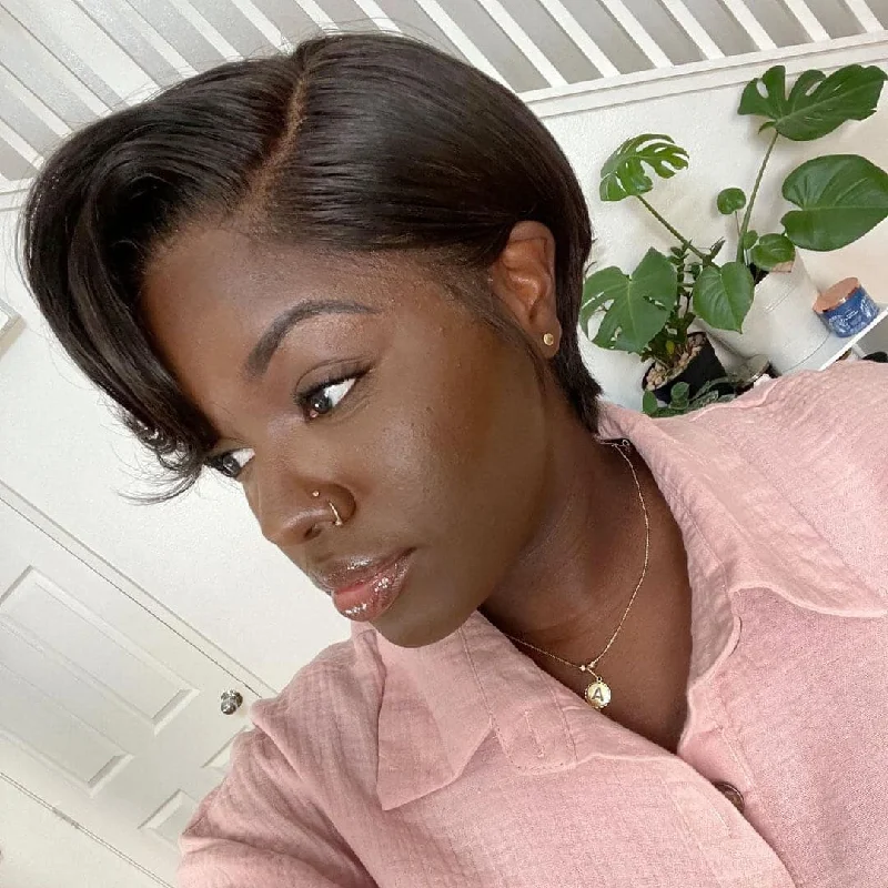 Premium No Lace Wigs Collection--Gloria Pixie Cut Bob Wig 13 x 6 Lace Front Wigs