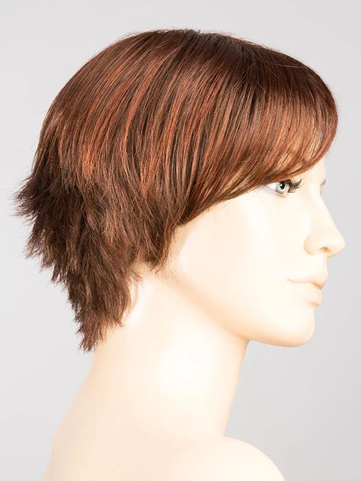 Auburn Rooted | Dark Auburn, Medium Auburn, and Warm Medium Brown blend and dark brown roots