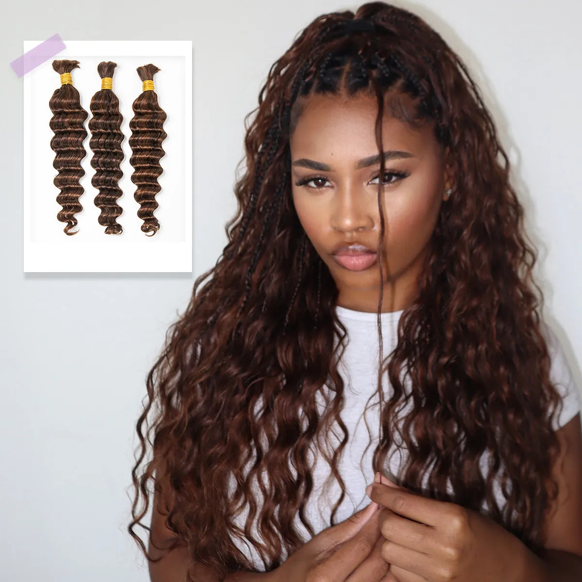Premium Bulk Human Braiding Hair--#4/#30 Mix Color Blend Loose Deep Wave Bulk Human Braiding Hair crochet braids, crochet locs, premium crochet braids, high-quality locs Premium Bulk Human Braiding Hair--#4/#30 Mix Color Blend Loose Deep Wave Bulk Human Braiding Hair crochet braids, crochet locs, premium crochet braids, high-quality locs