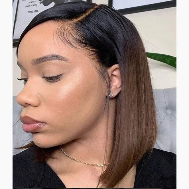 Premium No Lace Wigs Collection--Venice Milk Chocolate Straight 13 x 6 Lace Front Bob Wigs Premium No Lace Wigs Collection--Venice Milk Chocolate Straight 13 x 6 Lace Front Bob Wigs