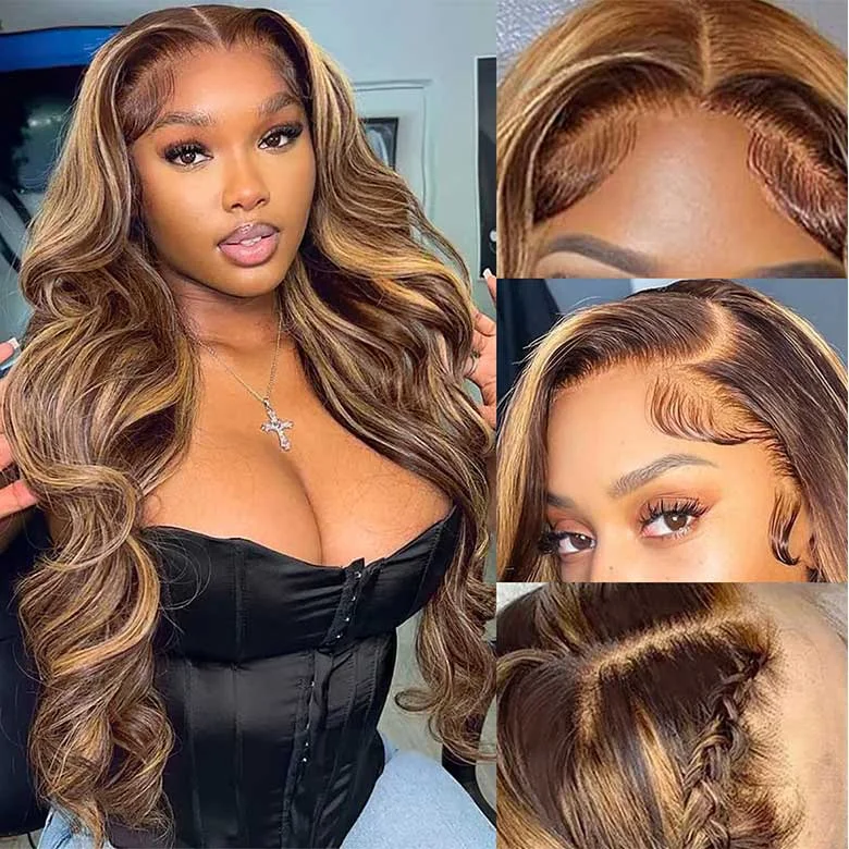 Klaiyi 7x5 Highlight Blonde Body Wave Bye Bye Knots Wig 4.0  Put On and Go Bleach Knots Wig Human Hair Flash Saletop-rated no lace wigs, best wigs, high-quality no lace wigs, top-rated glueless wigs