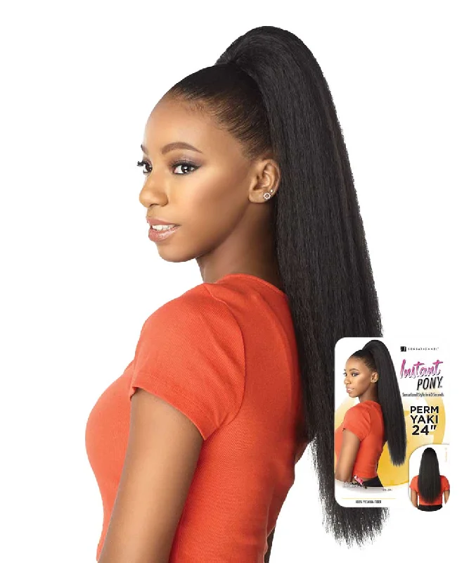clip-in ponytail extensions, premium ponytail extensions, high-quality clip-in ponytails, 100% human hair ponytails---Sensationnel Instant Pony - Perm Yaki 24" clip-in ponytail extensions, premium ponytail extensions, high-quality clip-in ponytails, 100% human hair ponytails---Sensationnel Instant Pony - Perm Yaki 24"