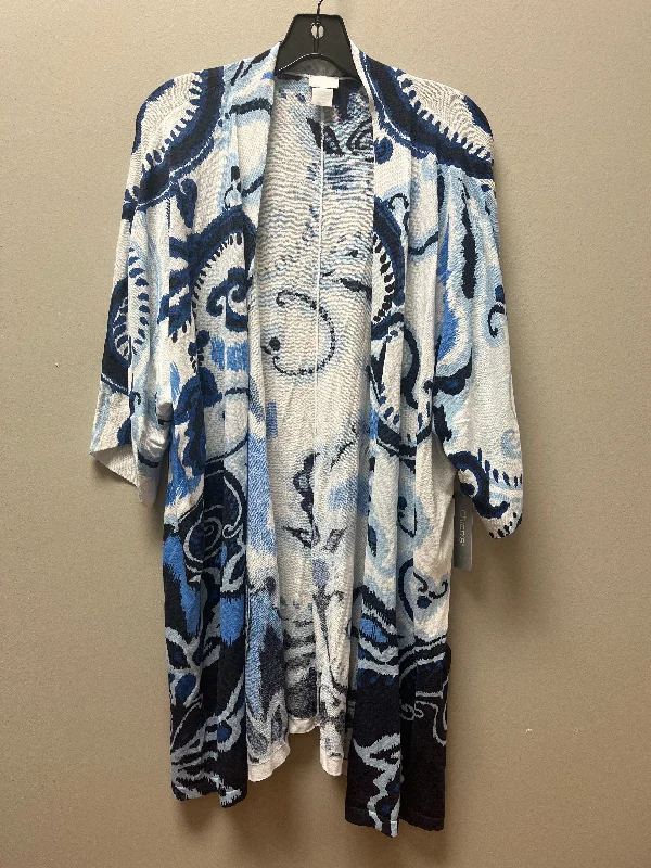 Kimono By Chicos In Blue & White, Size: Xl