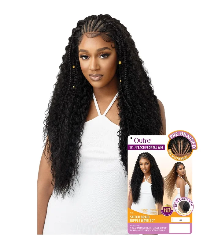 Wear & Go Glueless Wigs with No-Fuss Styling-Natural-Looking No Lace Wigs--Outre 13X4 Lace Frontal Wig- Stitch Braid Ripple Wave 30" Wear & Go Glueless Wigs with No-Fuss Styling-Natural-Looking No Lace Wigs--Outre 13X4 Lace Frontal Wig- Stitch Braid Ripple Wave 30"