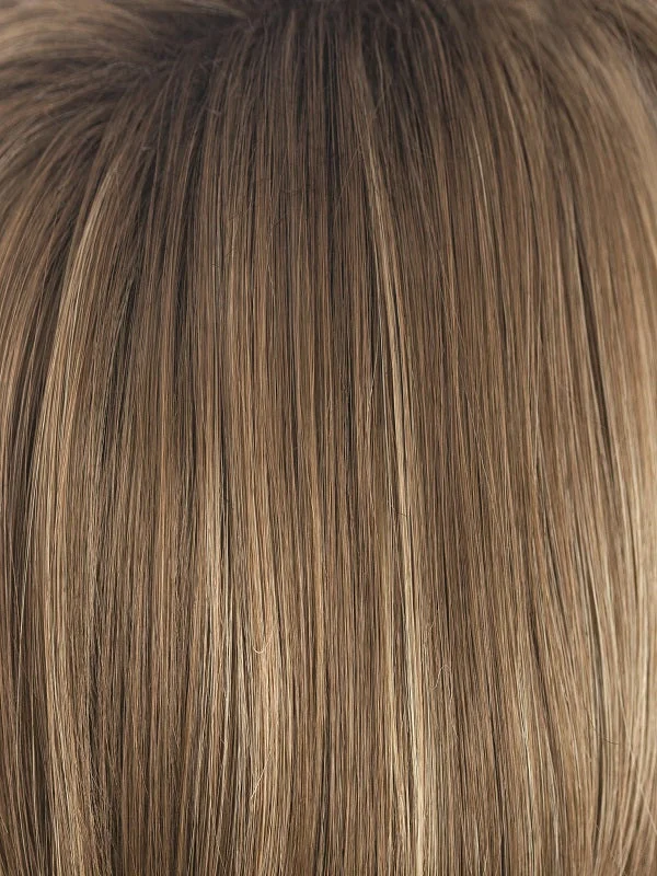 HONEY WHEAT-R | Medium Brown and Light Ash Brown Blend with Ash Blonde Highlights and Darker Rooting