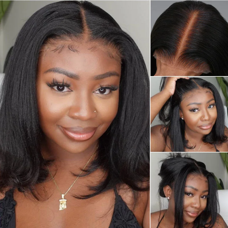 Extra 60% OFF | Klaiyi Yaki Straight Put On and Go Glueless Bob Wig 7x5 Pre-Cut Lace Closure Wig Beginner Friendlytop-rated no lace wigs, best wigs, high-quality no lace wigs, top-rated glueless wigs