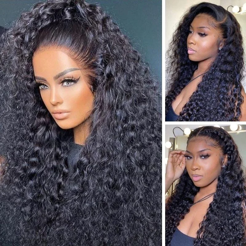 Klaiyi Natural Water Wave 13x4 Lace Frontal Wigs Virgin Human Hair Wet and Wavy Wigs Flash Saletop-rated no lace wigs, best wigs, high-quality no lace wigs, top-rated glueless wigs