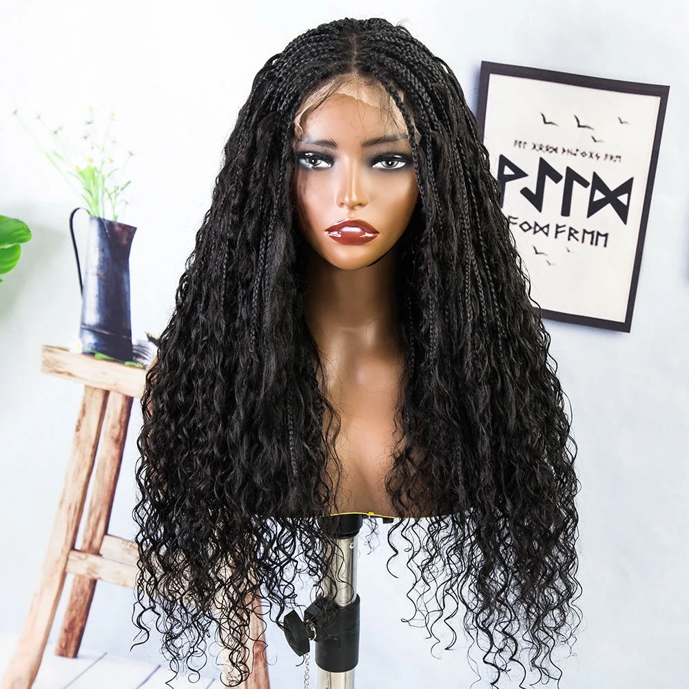 Crochet Braids for Natural Hair Protection-Boho Human Hair Curls Synthetic Braided Wig 6x5 Lace Closure Wig Crochet Braids for Natural Hair Protection-Boho Human Hair Curls Synthetic Braided Wig 6x5 Lace Closure Wig