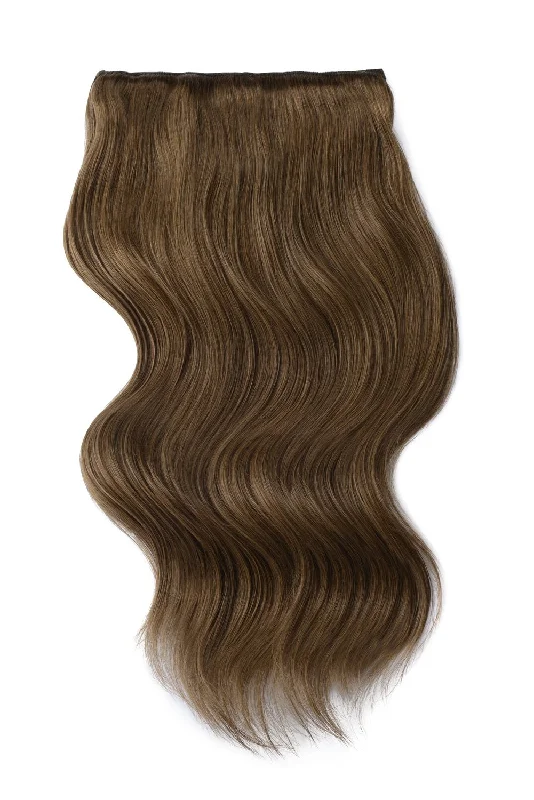 Human Hair Weft Bundles for Sew-In Installations---Double Wefted Full Head Remy Clip in Human Hair Extensions - Ash Brown (#9)