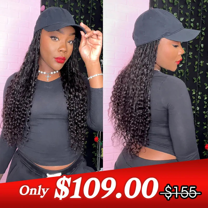Crochet Braids for Quick Styling and Maintenance-💥Flash Sale | Grab & Go Braids Cap Wig Boho Style with Human Hair Curls Crochet Braids for Quick Styling and Maintenance-💥Flash Sale | Grab & Go Braids Cap Wig Boho Style with Human Hair Curls