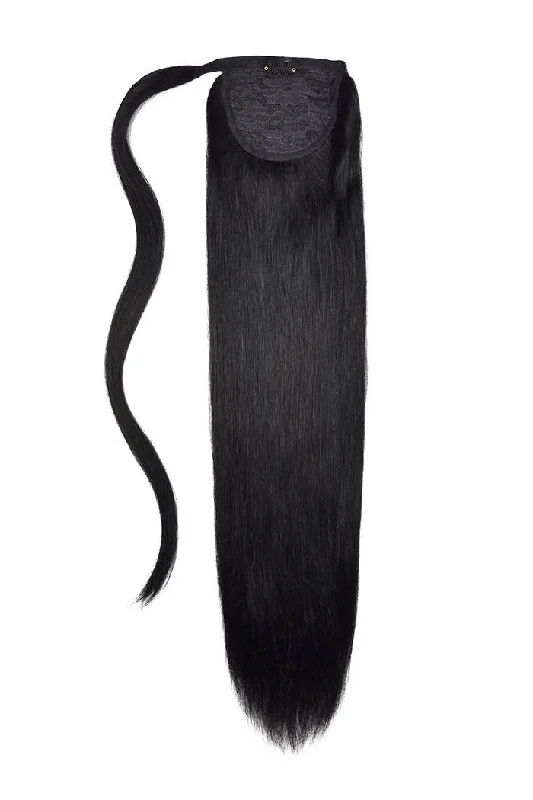 clip-in ponytail extensions, premium ponytail extensions, high-quality clip-in ponytails, 100% human hair ponytails---Jet Black (#1) Straight Up Wrap Around Ponytail clip-in ponytail extensions, premium ponytail extensions, high-quality clip-in ponytails, 100% human hair ponytails---Jet Black (#1) Straight Up Wrap Around Ponytail