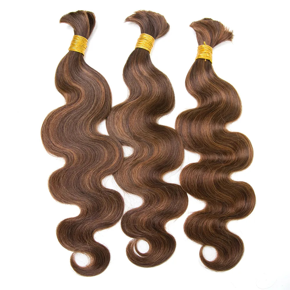 Premium Bulk Human Braiding Hair--#4/#30 Mix Color Blend Body Wave Bulk Human Braiding Hair crochet braids, crochet locs, premium crochet braids, high-quality locs Premium Bulk Human Braiding Hair--#4/#30 Mix Color Blend Body Wave Bulk Human Braiding Hair crochet braids, crochet locs, premium crochet braids, high-quality locs