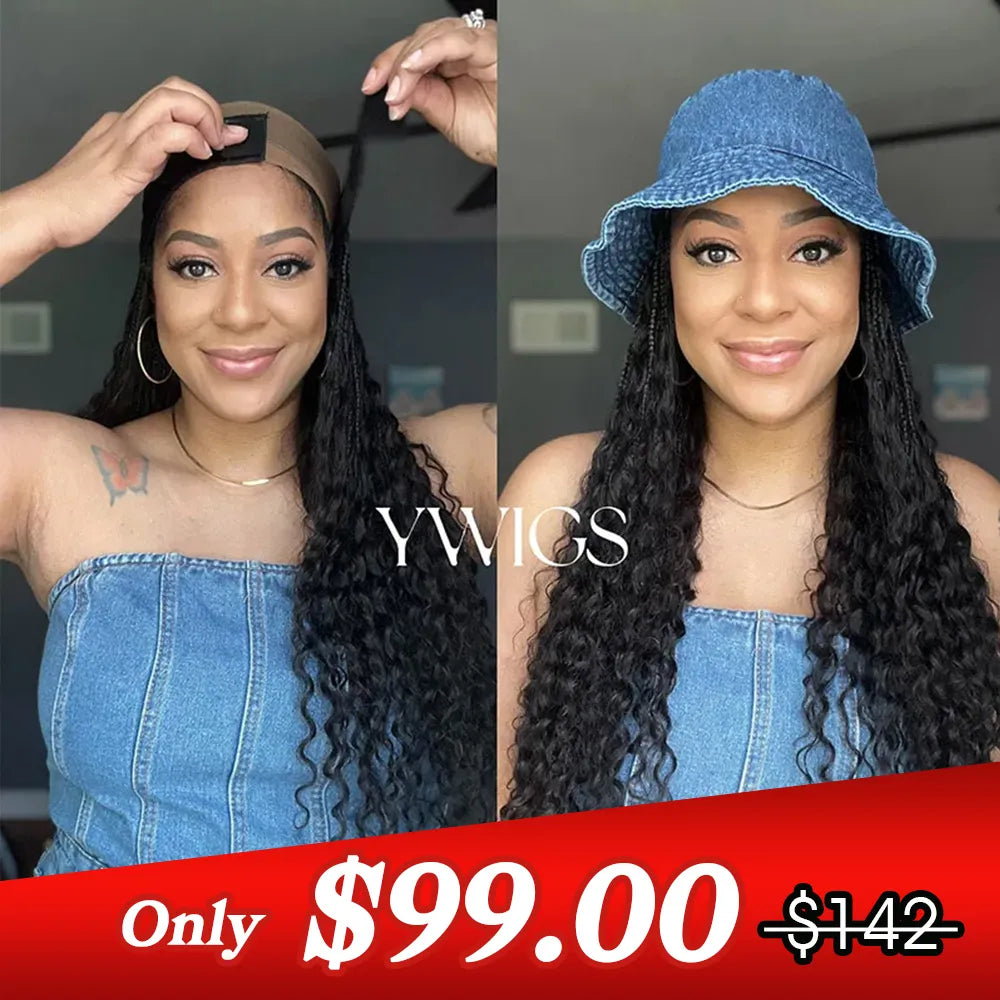 Crochet Braids & Locs-💥Flash Sale | Grab & Go Braids Band Wig Boho Style with Human Hair Curls Crochet Braids & Locs-💥Flash Sale | Grab & Go Braids Band Wig Boho Style with Human Hair Curls