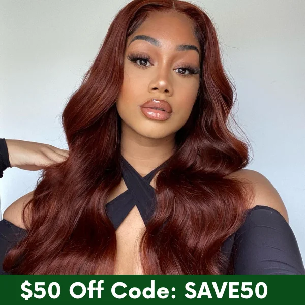 $50 Off Full $51- Reddish Brown Color Body Wave Lace Front Wigtop-rated no lace wigs, best wigs, high-quality no lace wigs, top-rated glueless wigs