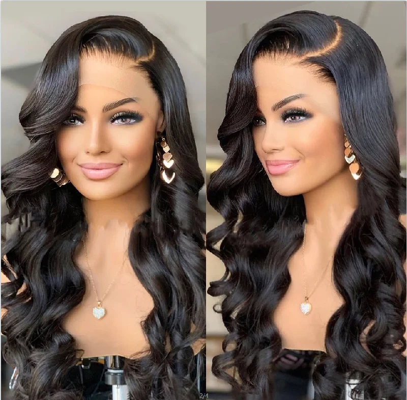 Premium Wig - Ravishing Butterfly Long Wave Black Brown Lace Fronttop-rated no lace wigs, best wigs, high-quality no lace wigs, top-rated glueless wigs