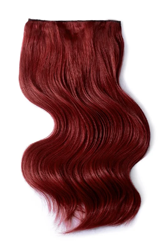 Human Hair Weft Bundles for Sew-In Installations---Double Wefted  Remy Clip In Human Hair Extensions - Deep Red